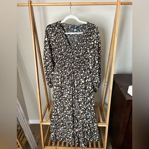 Floral smock top, long sleeve midi dress